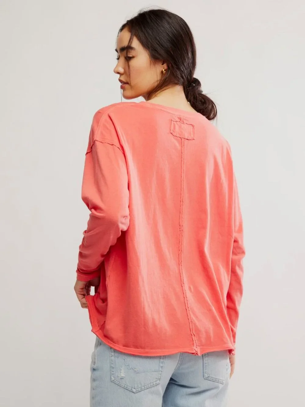 NWT Free People Nina Long Sleeve T Shirt in Rose Sienna - Picture 3 of 3